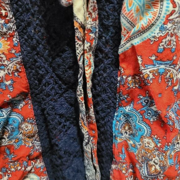 Red Camel Womens Blouse Multi-Color Size Large 100% Rayon Long Sleeve Lace - Picture 10 of 12